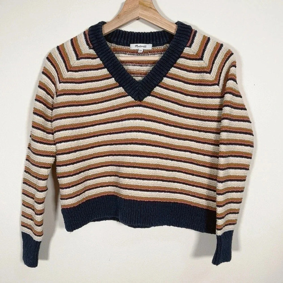 Madewell V-neck Multicolor  Striped Sweaters - Picture 3 of 13